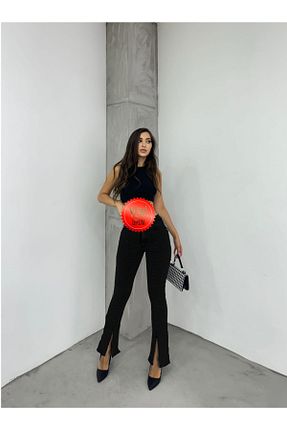 شلوار جین مشکی زنانه پاچه اسپانیولی SHEVEGA - کد 886295556