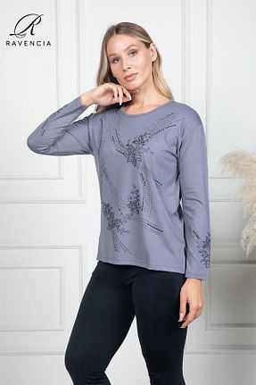 بلوز طوسی زنانه ساده Ravencia - کد 861751706