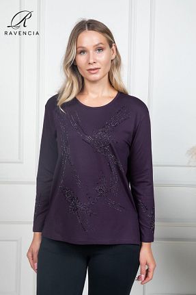بلوز بنفش زنانه ساده Ravencia - کد 861751698