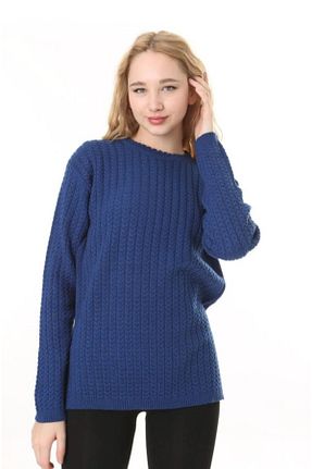 پلیور سایز بزرگ سرمه ای زنانه رگولار Fresh&Moda - کد 886310225