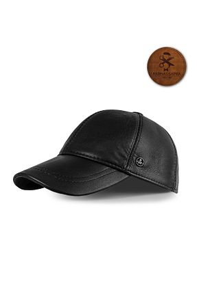 کلاه مشکی زنانه چرم خالص KARNAS ŞAPKA - کد 886317195