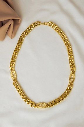 گردنبند استیل ( فولاد ) طلائی زنانه روکش طلا Mrs Flower - کد 233758657