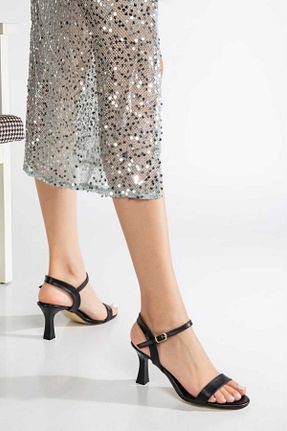 صندل مشکی زنانه پاشنه نازک Roza - کد 886337473