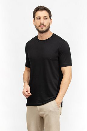 تیشرت مشکی مردانه یقه دوچرخه BOSS - کد 890475336