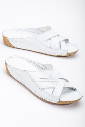 دمپائی سفید زنانه چرم خالص The Dortex Shoes - کد 786568938