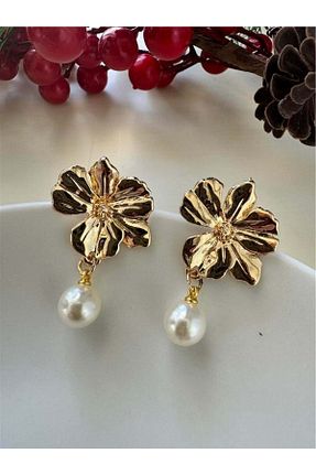 گوشواره جواهر طلائی مروارید Pelin Aksesuar - کد 886477413
