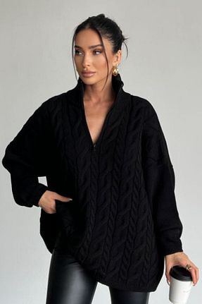 پلیور مشکی زنانه Saç Örgü fehika - کد 886516166