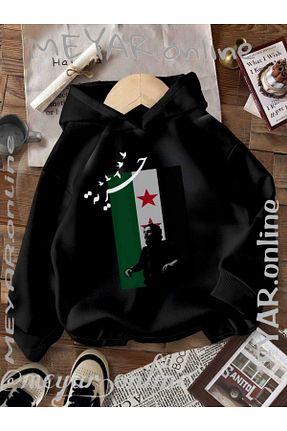 سوئیشرت مشکی زنانه چاپی Meyar - کد 886534348