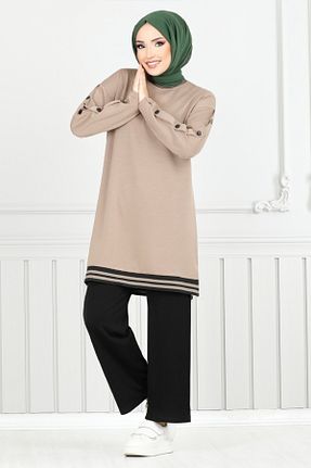 ست بالاتنه و پائین تنه قهوه ای زنانه بافتنی ModaMerve - کد 886542772