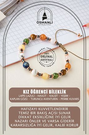 دستبند جواهر رنگی زنانه سنگ طبیعی OSMANLI DOĞAL TAŞ - کد 824449452