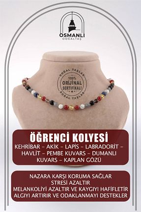 گردنبند جواهر رنگی زنانه سنگ طبیعی OSMANLI DOĞAL TAŞ - کد 196364553