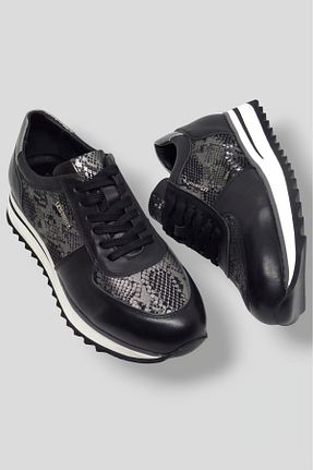 کفش اسنیکر مشکی زنانه چرم اصل Vera Pelle Shoes - کد 886539851