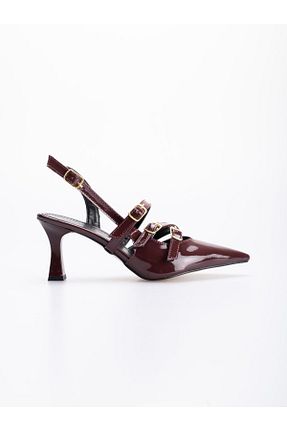 کفش پاشنه بلند کلاسیک زرشکی زنانه پاشنه تخت shoe for me - کد 886556563