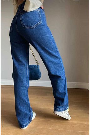 شلوار جین سرمه ای زنانه پاچه گشاد jsshop collection - کد 886568322