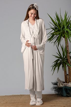 ست لباس راحتی بارداری نباتی زنانه پنبه ای ByLohusa - کد 886469001