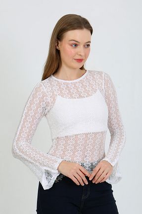 بلوز سفید زنانه ساده La Sarta - کد 869405987