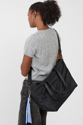 کیف دوشی مشکی زنانه پلی استر Stradivarius - کد 443828773