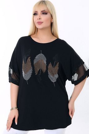 بلوز سایز بزرگ مشکی زنانه سایز بزرگ Kheos - کد 658297076