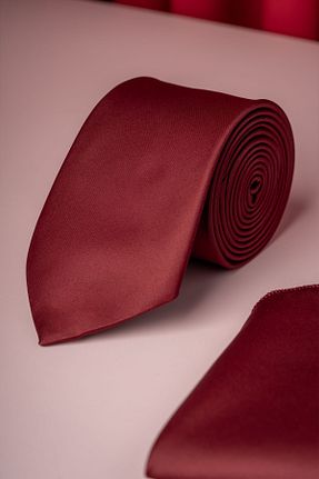 کراوات زرشکی مردانه پلی استر Hatemoğlu - کد 886665805