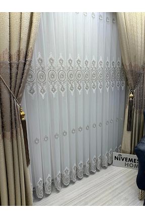 پرده توری سفید ریل دار NİVEMESHOME - کد 886672404