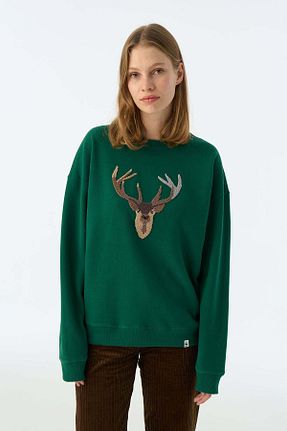 سوئیشرت سبز زنانه نقش دار / کار شده WWF Market - کد 886694760