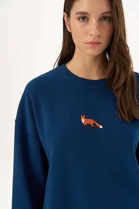 سوئیشرت سرمه ای زنانه نقش دار / کار شده WWF Market - کد 886694812
