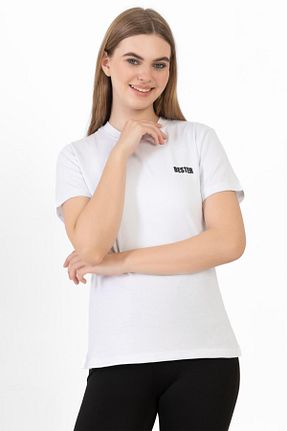 تیشرت سفید زنانه یقه دوچرخه DEMOİSELLE - کد 886714478