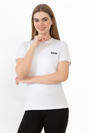 تیشرت سفید زنانه یقه دوچرخه DEMOİSELLE - کد 886714478