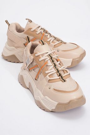 کفش اسنیکر بژ زنانه بند دار luvishoes - کد 806481117