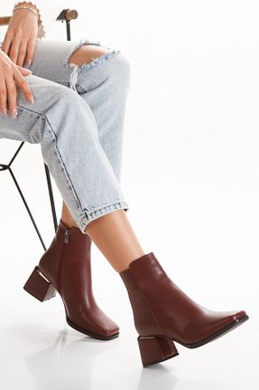 بوت / نیم بوت زرشکی زنانه پاشنه ضخیم MUMELSHOES - کد 884732540