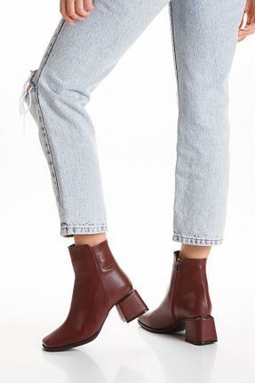 بوت / نیم بوت زرشکی زنانه پاشنه ضخیم MUMELSHOES - کد 884732540