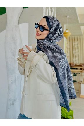 شال سرمه ای زنانه پنبه ای Oxygen Scarfs - کد 880209245