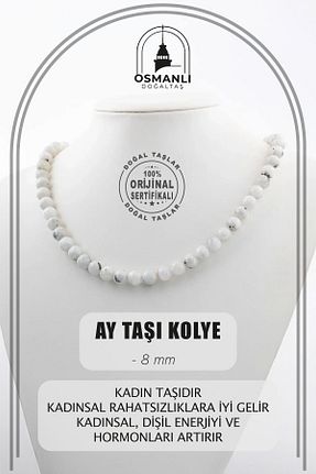 گردنبند جواهر سفید زنانه سنگ OSMANLI DOĞAL TAŞ - کد 665188207
