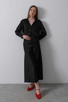 دامن مشکی زنانه ساتن Durushbutikk - کد 884880099
