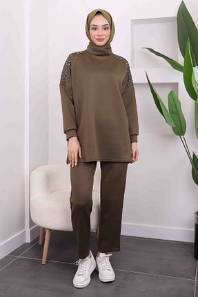 ست بالاتنه و پائین تنه حجاب خاکی زنانه رگولار İmajButik - کد 884884613
