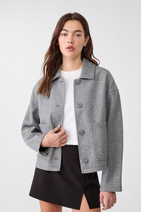 کت طوسی زنانه Straight Stradivarius - کد 884883053