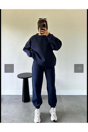 ست بالاتنه و پائین تنه سرمه ای زنانه بافت LOOK MY - کد 884890556