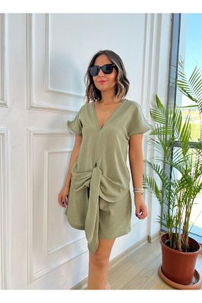 ست بالاتنه و پائین تنه رنگی زنانه کتان kubraozbeybutik - کد 884894358