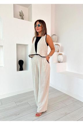 ست بالاتنه و پائین تنه رنگی زنانه کتان kubraozbeybutik - کد 884894518