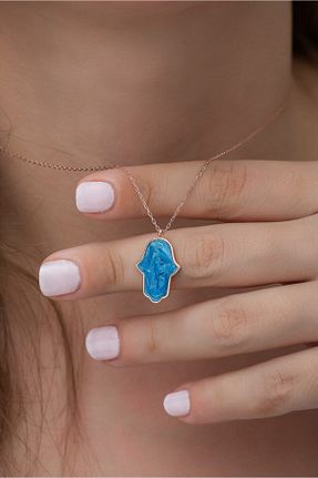 گردنبند نقره آبی زنانه 925 عیار NEREZE - کد 49500558