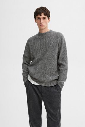 پلیور طوسی مردانه ساده Massimo Dutti - کد 884902964