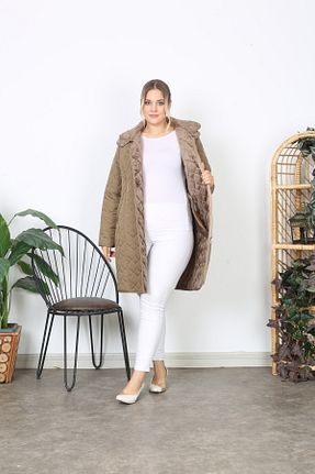 کاپشن سایز بزرگ قهوه ای زنانه Comfort TUTveAL Collection - کد 884921201