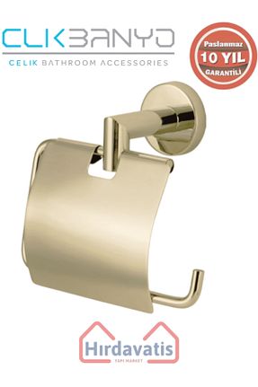 پایه دستمال توالت زرد برنجی ÇELİK BANYO - کد 884980775