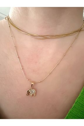 گردنبند استیل ( فولاد ) زرد زنانه استیل ضد زنگ Gümüş sandık - کد 884979701