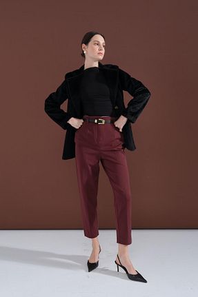 شلوار زرشکی زنانه پلی استر Qutu Butik - کد 884971903