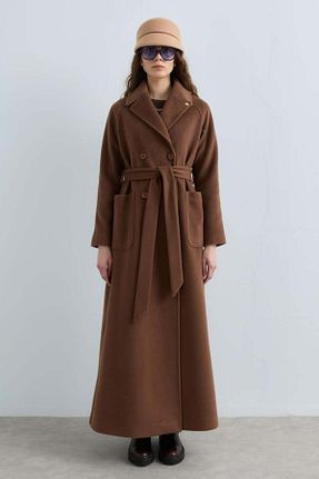 پالتو پشمی قهوه ای زنانه رگولار Nihan - کد 884974101