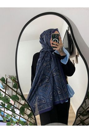 شال آبی زنانه پنبه پلی استر Merwiss - کد 884961424