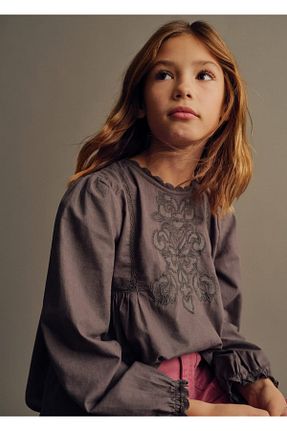 بلوز قهوه ای بچه گانه ساده MANGO Kids - کد 885037208
