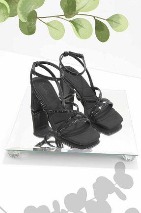 کفش پاشنه بلند کلاسیک مشکی زنانه ساتن Bambi - کد 650187520