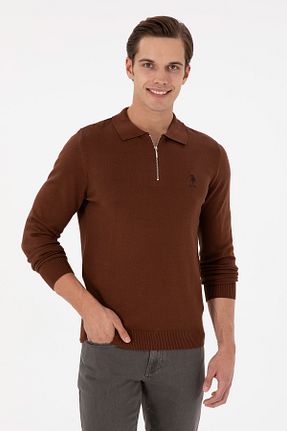 پلیور قهوه ای مردانه ساده U.S. Polo Assn. - کد 885037168